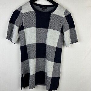 Ann Taylor extra fine merino wool blend check print sweater SP